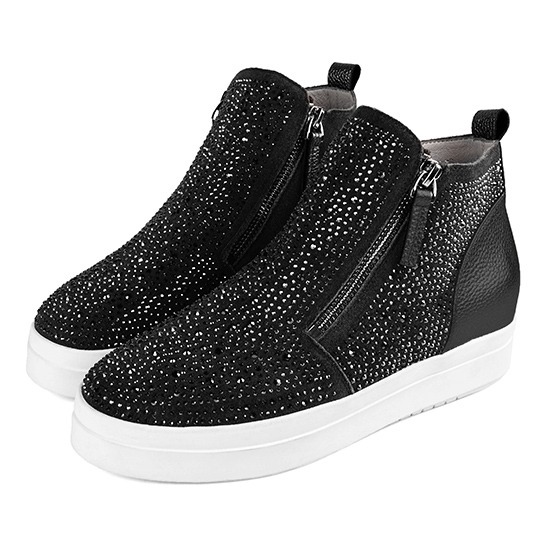 全真皮閃鑽雙拉鍊內增高厚底休閒鞋400179 全館商品|休閒鞋 | casual|厚底休閒鞋|內增高休閒鞋|主題 | topic|內增高|運動風|閃鑽系列|闆娘莎姊私藏款