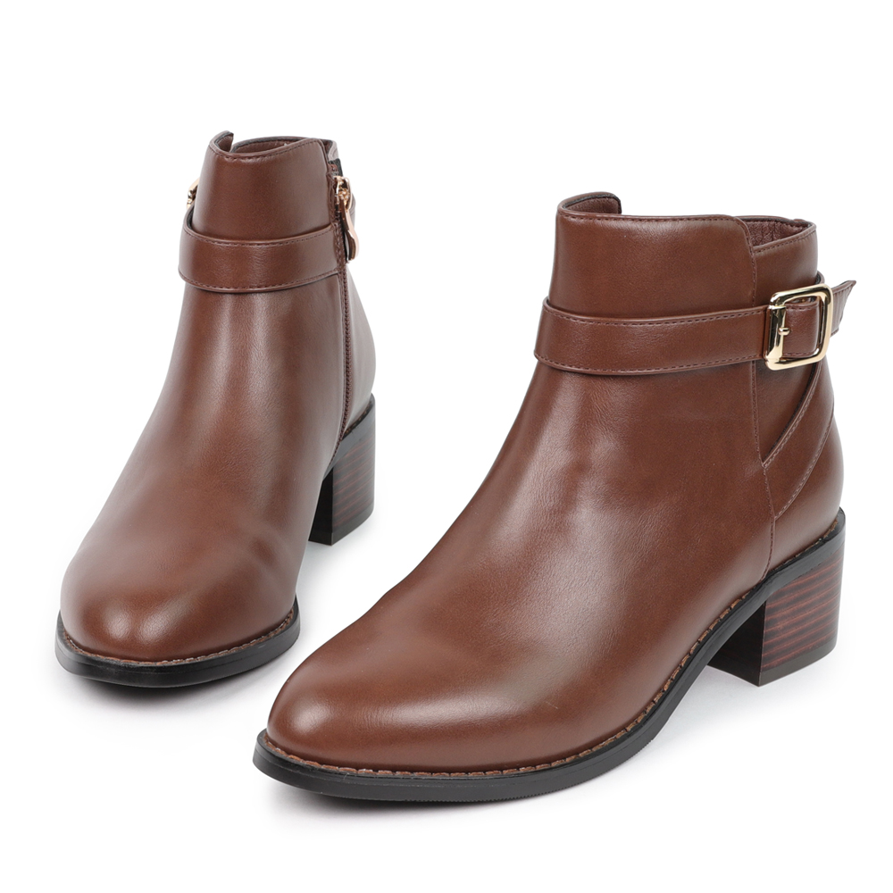 俐落美型皮帶粗跟短靴 400291 全館商品|最後數量 售完不補|靴子 | boots|短靴