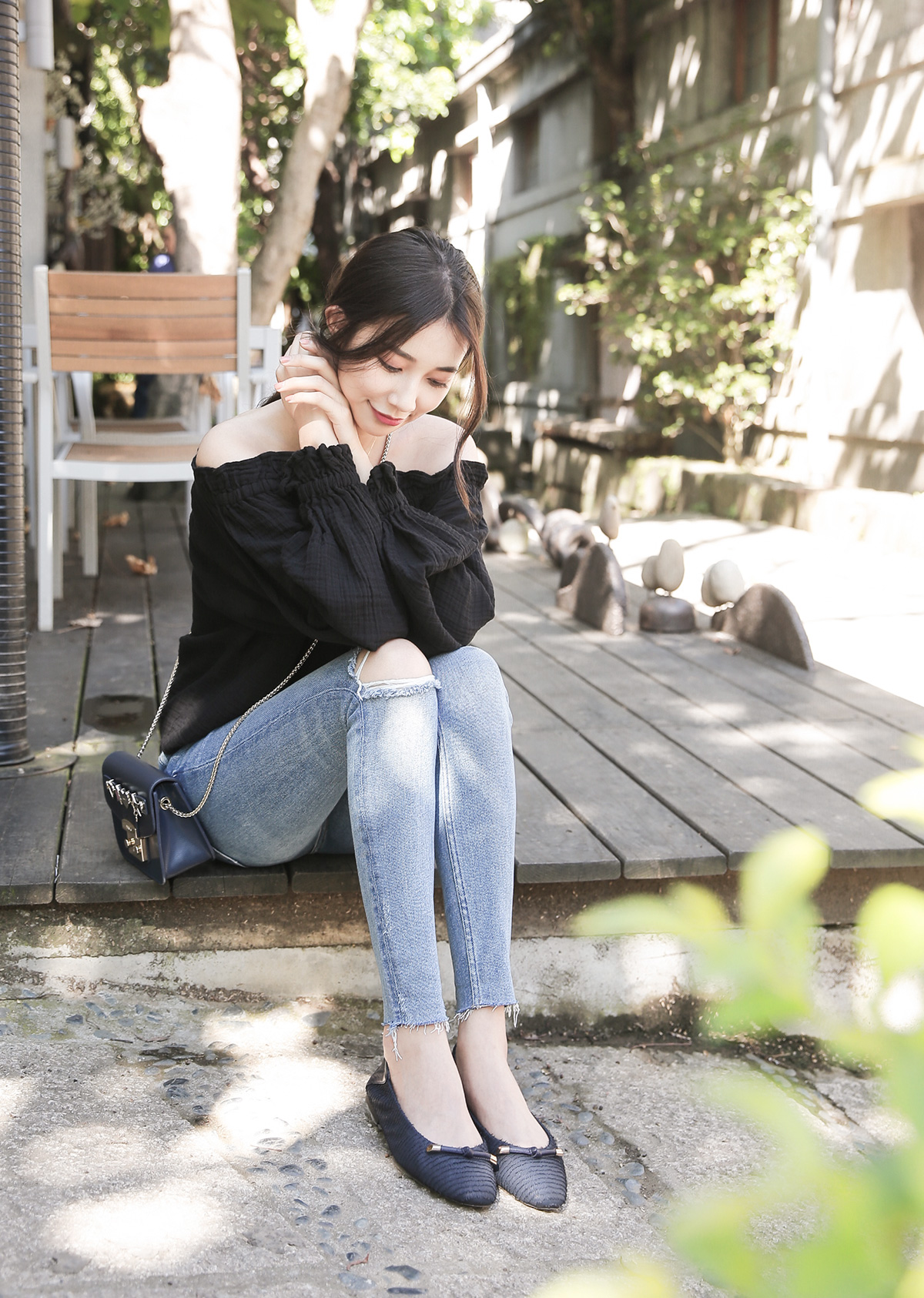 全真皮美人魚氣質蝴蝶結摺疊鞋300322