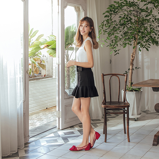 點點網紗蝴蝶結透明尖頭中跟鞋100372,真皮鞋墊,婚鞋,低跟鞋,麂皮鞋,透明鞋,尖頭鞋