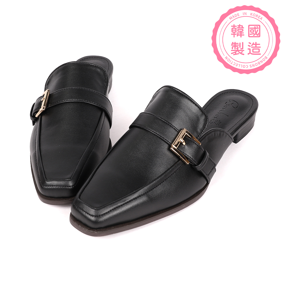 復古皮帶釦低跟穆勒鞋 100480 全館商品|最後數量 售完不補|㊣韓國製造✨|涼鞋 | Sandals|平底涼鞋|主題 | topic|穆勒鞋