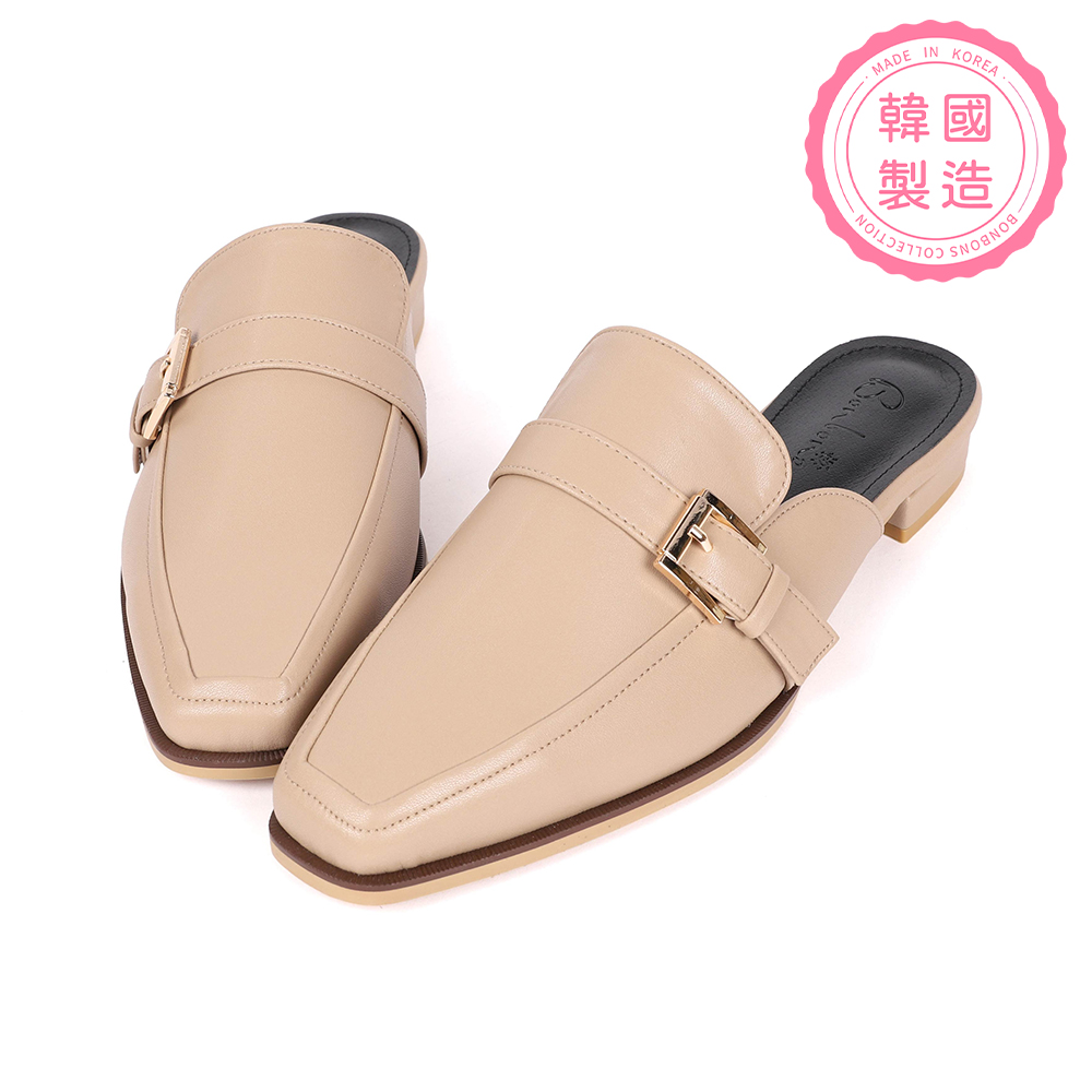 復古皮帶釦低跟穆勒鞋 100480