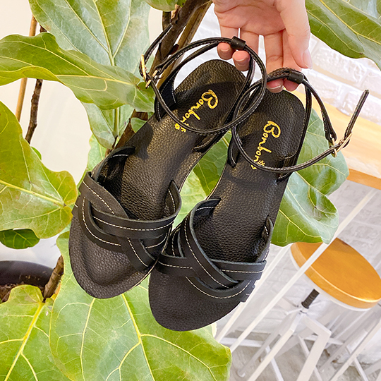MIT 簡約交叉2WAY全真皮涼鞋200293 - 百搭黑, 36 全館商品|涼鞋 | Sandals|平底涼鞋|主題 | topic|MIT手工鞋|大尺碼