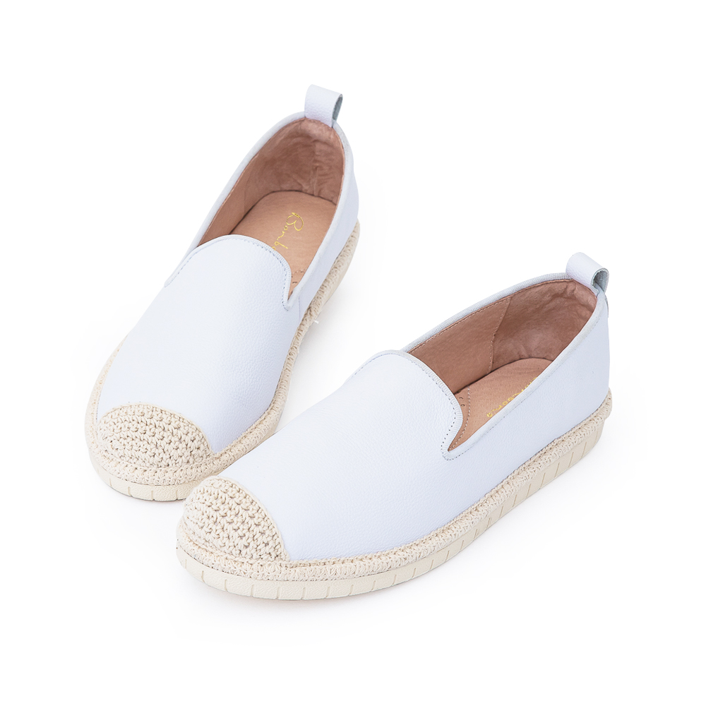 悠閒百搭麻繩漁夫真皮休閒鞋200330 - 白, 35 全館商品|休閒鞋 | casual|平底休閒鞋|主題 | topic|樂福鞋