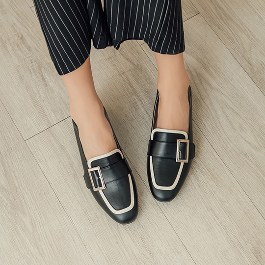 MIT真皮方扣俐落低跟樂福鞋300342 - 經典黑, 35 全館商品|休閒鞋 | casual|MIT休閒鞋|跟鞋 | heels|低跟鞋5.5cm以下|主題 | topic|MIT手工鞋|樂福鞋
