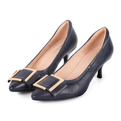 舒芙蕾系列 全真皮俐落方釦中跟尖頭鞋 300377 全館商品|跟鞋 | heels|中跟鞋5.5-8cm|主題 | topic|舒芙蕾
