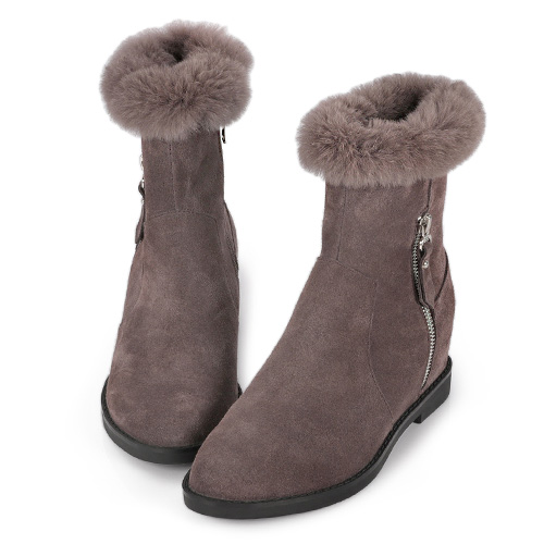 冬日暖毛側拉鍊真皮內增高短靴 300380 靴子 | boots|短靴|內增高靴