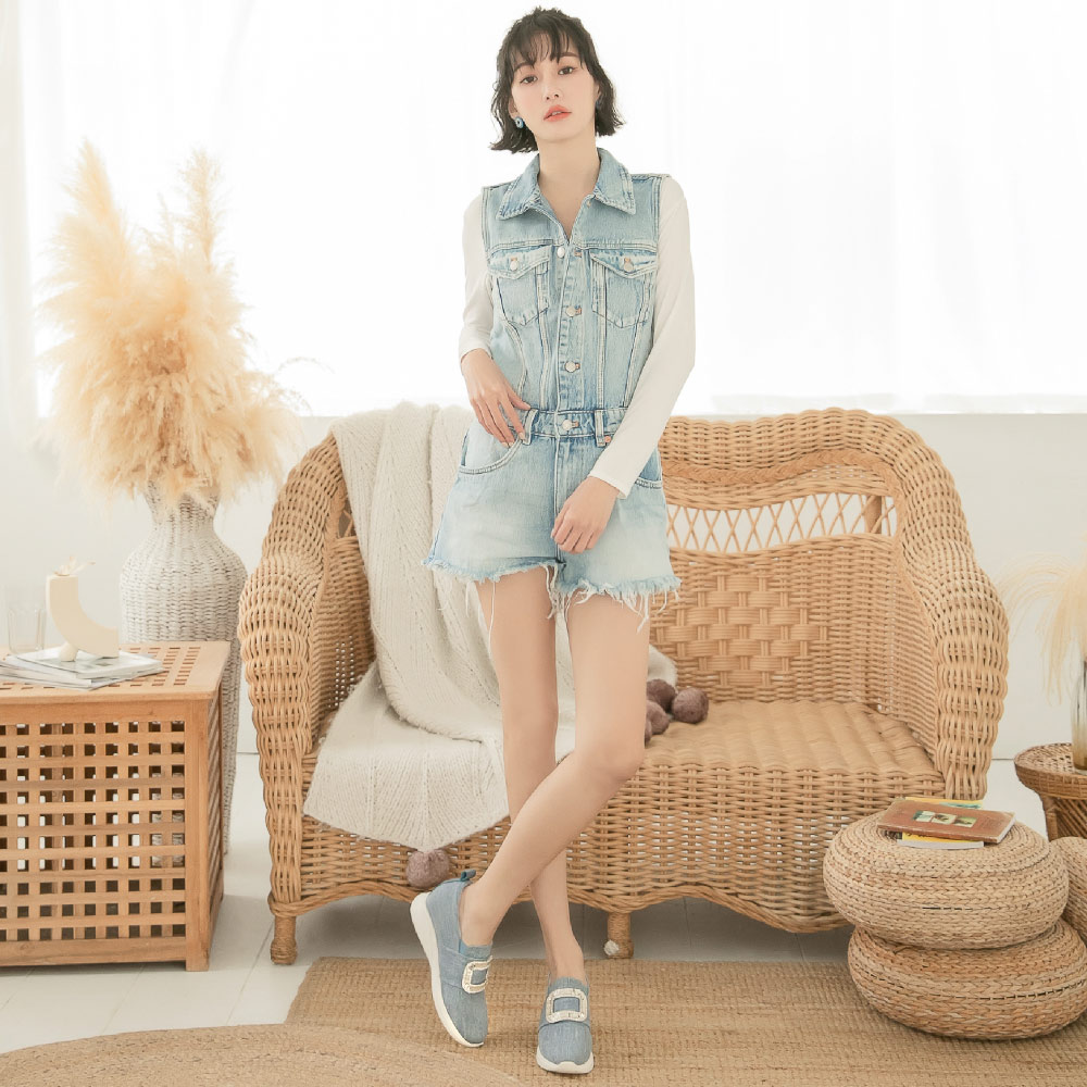 💖完美九頭身💖方鑽釦內增高厚底全真皮休閒鞋400245