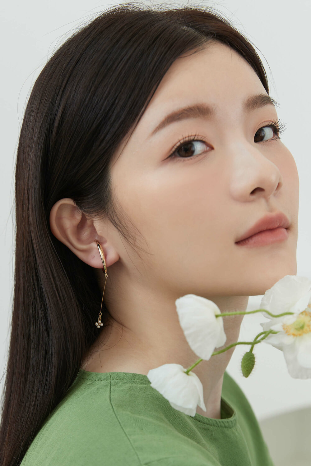 Eco安珂,韓國飾品,韓國耳環,韓國耳骨夾,耳骨夾,耳扣,耳骨耳環,耳窩耳環,垂墜耳環,垂墜耳骨夾,珍珠耳骨夾,氣質耳骨夾