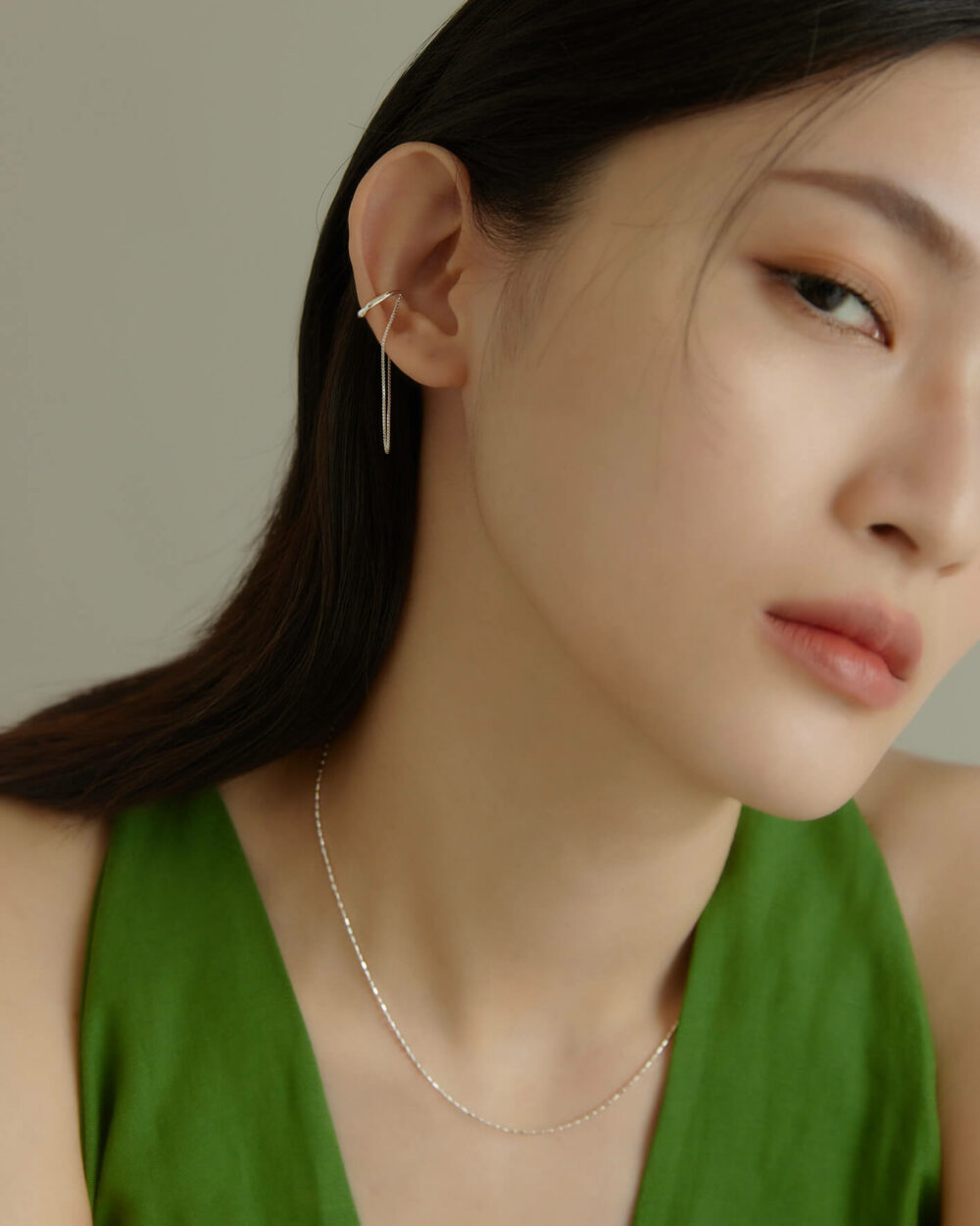 Eco安珂,韓國飾品,韓國耳環,韓國925純銀耳環,925純銀耳環,純銀耳骨夾,925純銀竹節耳骨夾,925純銀垂墜耳骨夾