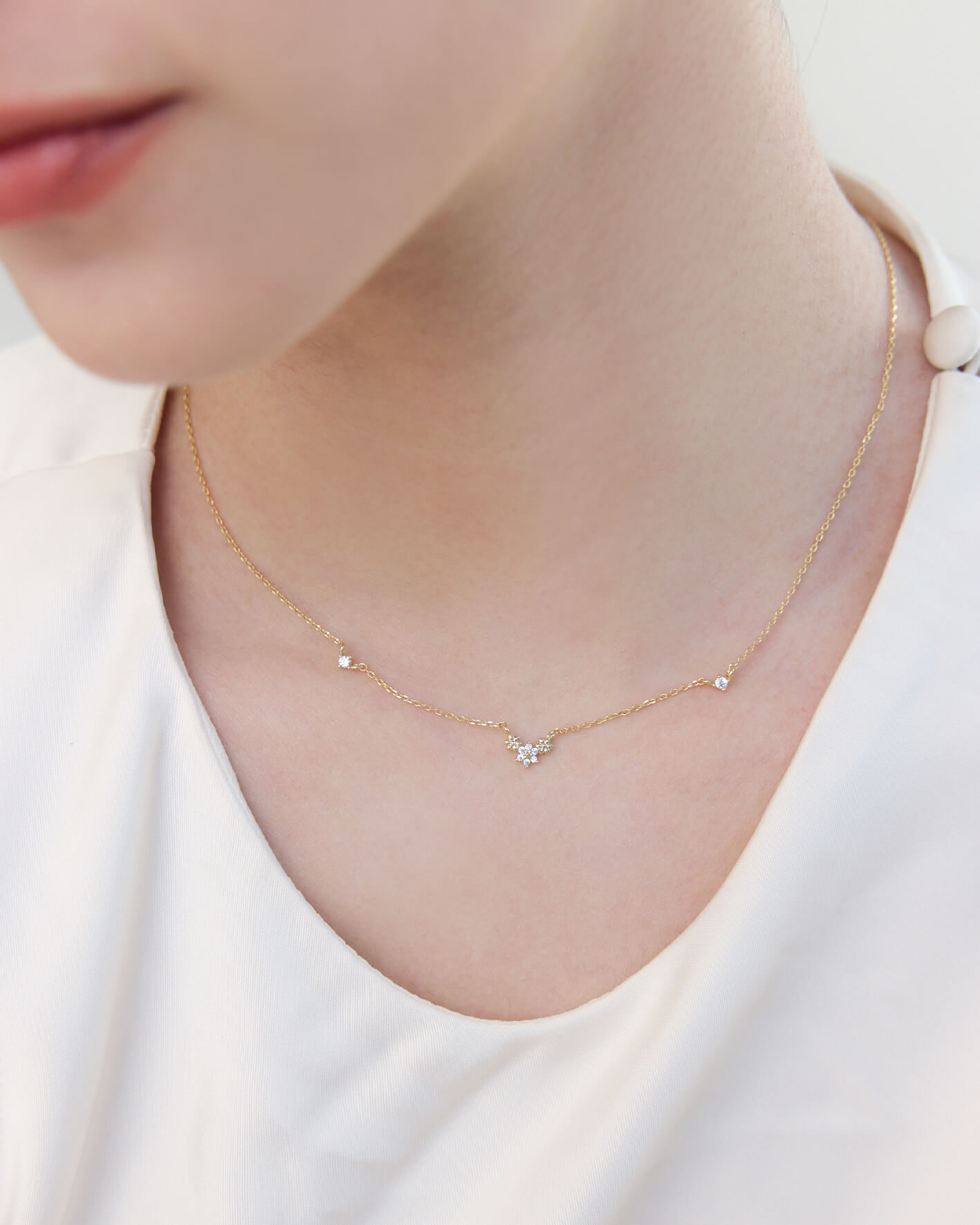 Eco安珂,韓國飾品,韓國項鏈,韓國項鍊,鎖骨項鏈,鎖骨項鍊,低調水鑽項鍊,氣質水鑽項鍊,低調氣質項鍊,百搭日常項鍊,日常百搭