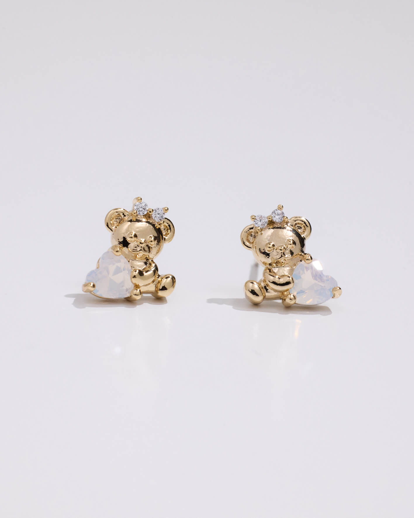 Eco安珂,韓國飾品,韓國耳環,氣質耳環,貼耳耳環,低調水鑽耳環,針式耳環,針式貼耳耳環,天然石耳環,天然石,小熊耳環,熊熊耳環,小熊,小熊系列,熊熊系列,螺旋夾系列,螺旋夾
