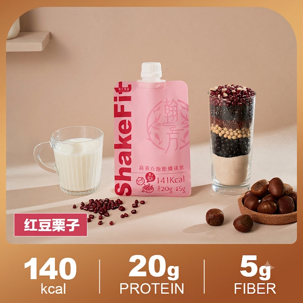 高蛋白饱饱纤摇饮 - 红豆栗子 【控卡代餐】高蛋白搖搖飲|所有商品