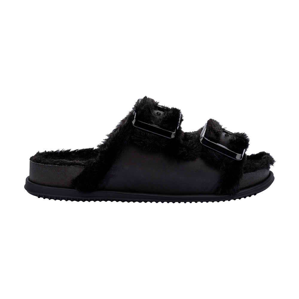泰迪毛毛雙扣帶拖鞋 - 黑色, 6 L-25FW|Melissa|SLIPPERS 拖鞋|季別|👠👜雙週新品 | 週四上新|品牌|Melissa|款式 STYLE|拖鞋 Slippers|跟高 Heel Height|低跟 3-4 cm