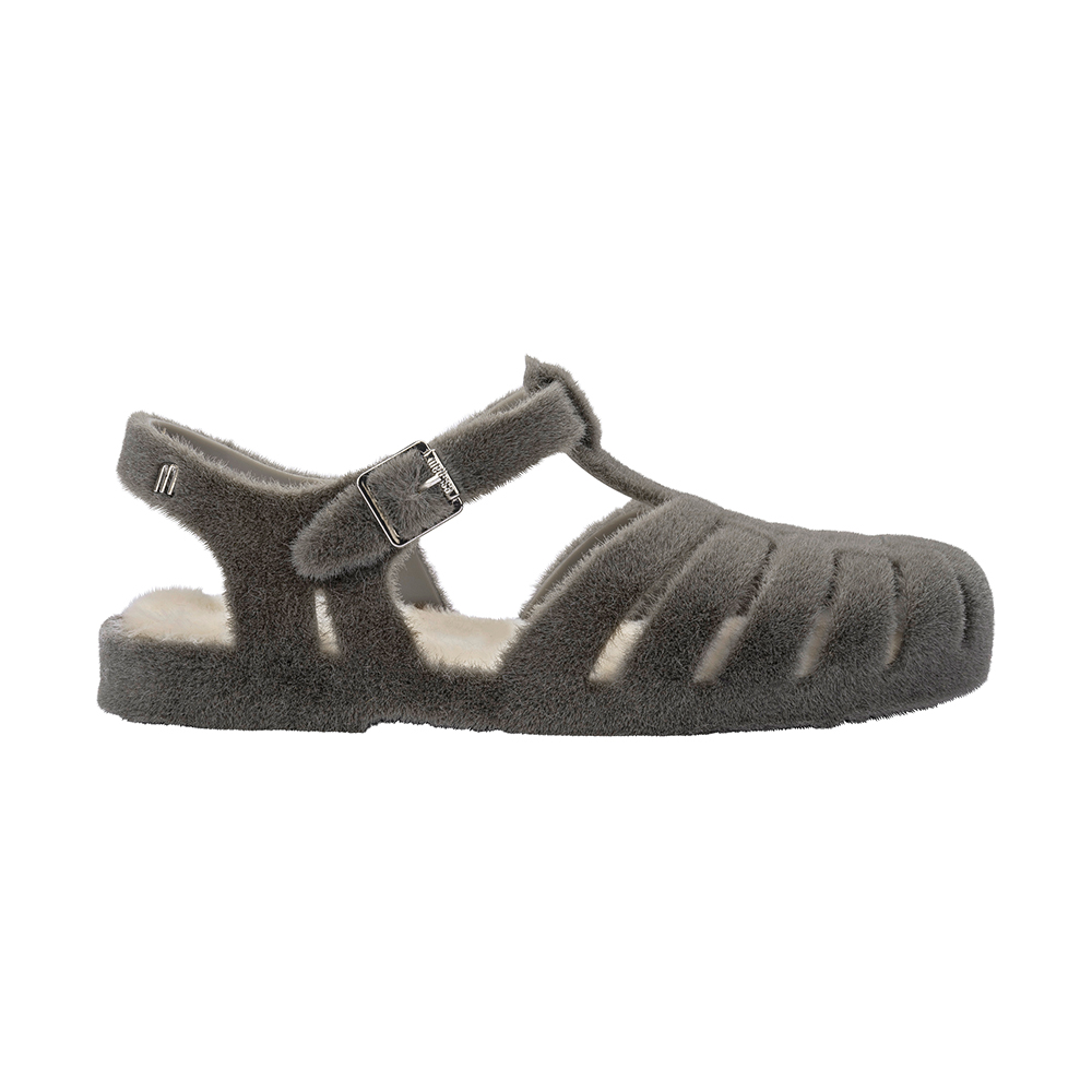 毛絨素色T字羅馬涼鞋 - 灰色, 6 L-25FW|Melissa|SANDALS 涼鞋|季別|👠👜雙週新品 | 週四上新|品牌|Melissa|款式 STYLE|涼鞋 Sandals|跟高 Heel Height|平底 0-2 cm