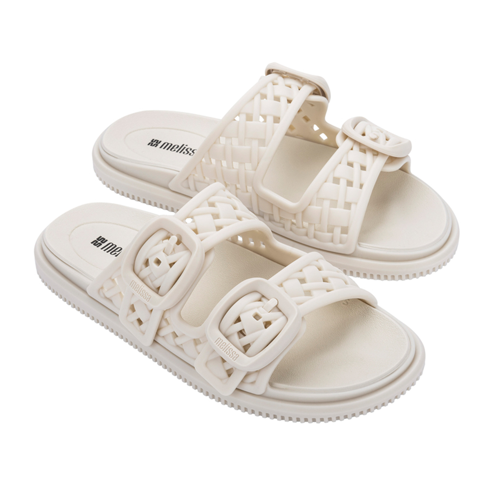 編織雙扣帶平底拖鞋 - 米色, 6 品牌|Melissa|款式 STYLE|拖鞋 Slippers|跟高 Heel Height|平底 0-2 cm 編織雙扣帶平底拖鞋 - 米色, 6 品牌|Melissa|款式 STYLE|拖鞋 Slippers|跟高 Heel Height|平底 0-2 cm