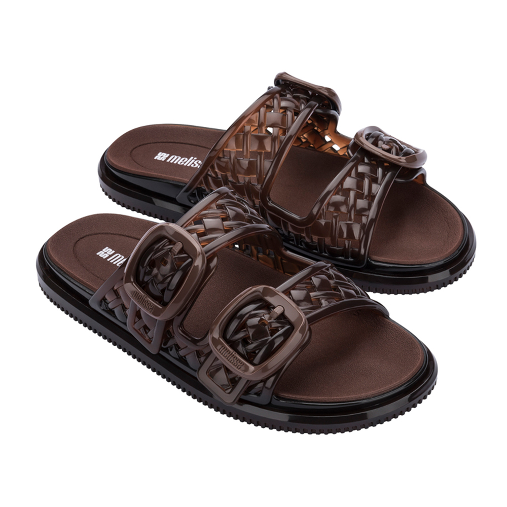 編織雙扣帶平底拖鞋 - 棕色, 5 品牌|Melissa|款式 STYLE|拖鞋 Slippers|跟高 Heel Height|平底 0-2 cm 編織雙扣帶平底拖鞋 - 棕色, 5 品牌|Melissa|款式 STYLE|拖鞋 Slippers|跟高 Heel Height|平底 0-2 cm