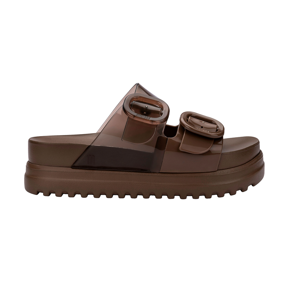 雙帶拼接厚底拖鞋 - 鏡咖啡色, 5 🌟功能性|厚底鞋|防水|Melissa|SLIPPERS 拖鞋|季別|L-25SS|品牌|Melissa|款式 STYLE|拖鞋 Slippers|跟高 Heel Height|中跟 5-7 cm