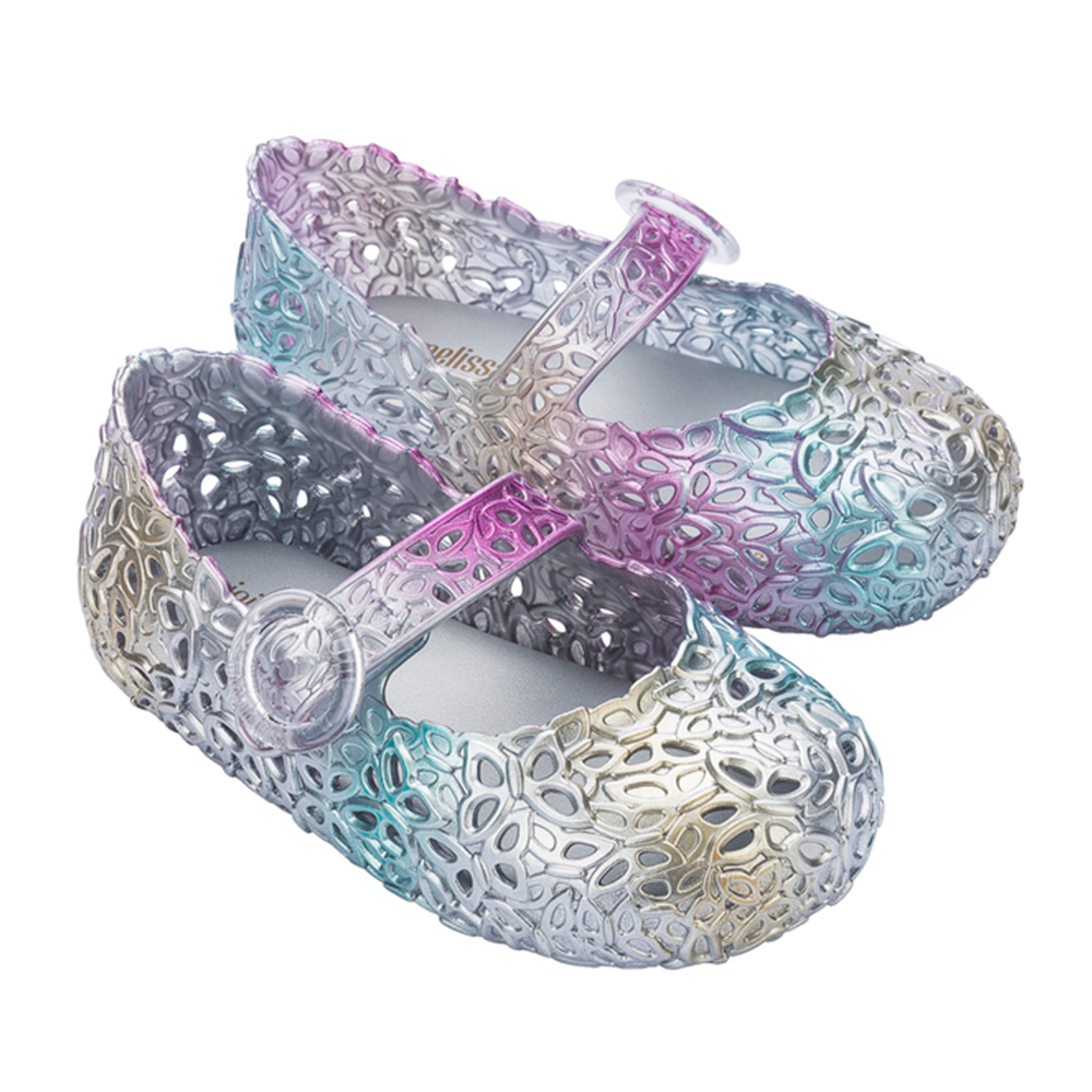 線條蝴蝶簍空瑪莉珍鞋(幼童) - 銀色, 10 🟡02 JUL.|👠👜雙週新品 | 週四上新|品牌|Melissa|款式 STYLE|童鞋|跟高 Heel Height|平底 0-2 cm