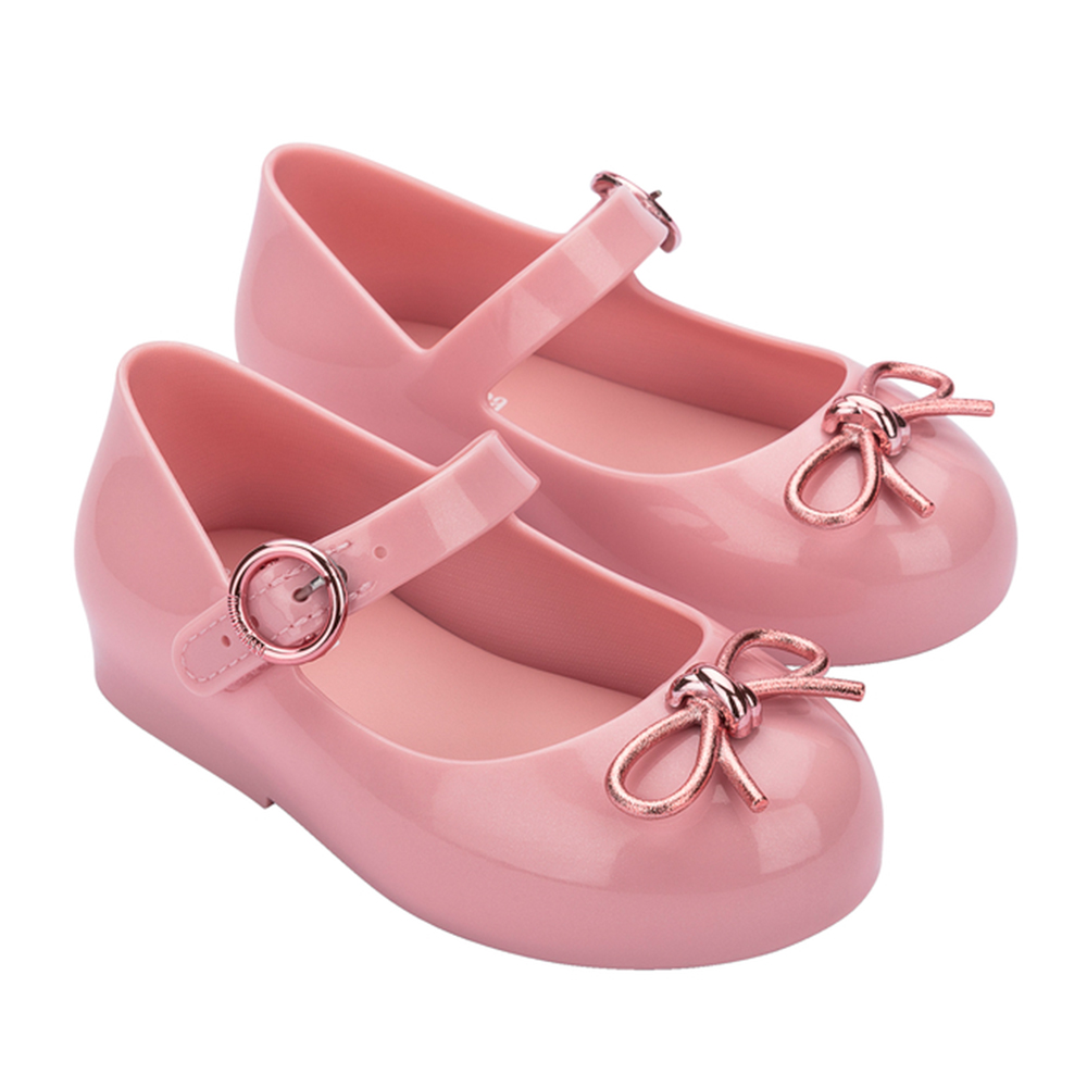 金屬線條蝴蝶結平底娃娃鞋(幼童) - 粉色, 10 🟡02 JUL.|👠👜雙週新品 | 週四上新|品牌|Melissa|款式 STYLE|童鞋|跟高 Heel Height|平底 0-2 cm