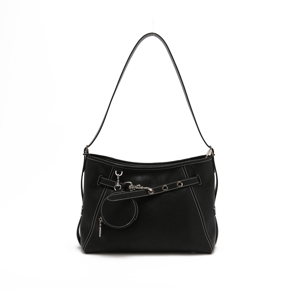 交疊設計吊飾側肩包 - 黑色 🔵12 MAR.|季別|PO.ES-26SS|👠👜雙週新品 | 週四上新|HANDBAGS|品牌|Pineapple Outfitter