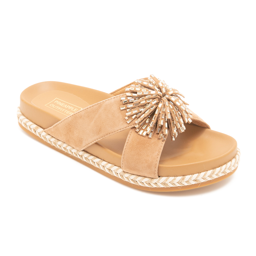 法式流蘇真皮平底拖鞋RAUM - 棕色, 5 👠👜雙週新品 | 週四上新|🔴21 MAY.|優惠活動 Promotion|❣️520❣️ 全館滿件現折222|品牌|Pineapple Outfitter|款式 STYLE|拖鞋 Slippers|跟高 Heel Height|低跟 3-4 cm