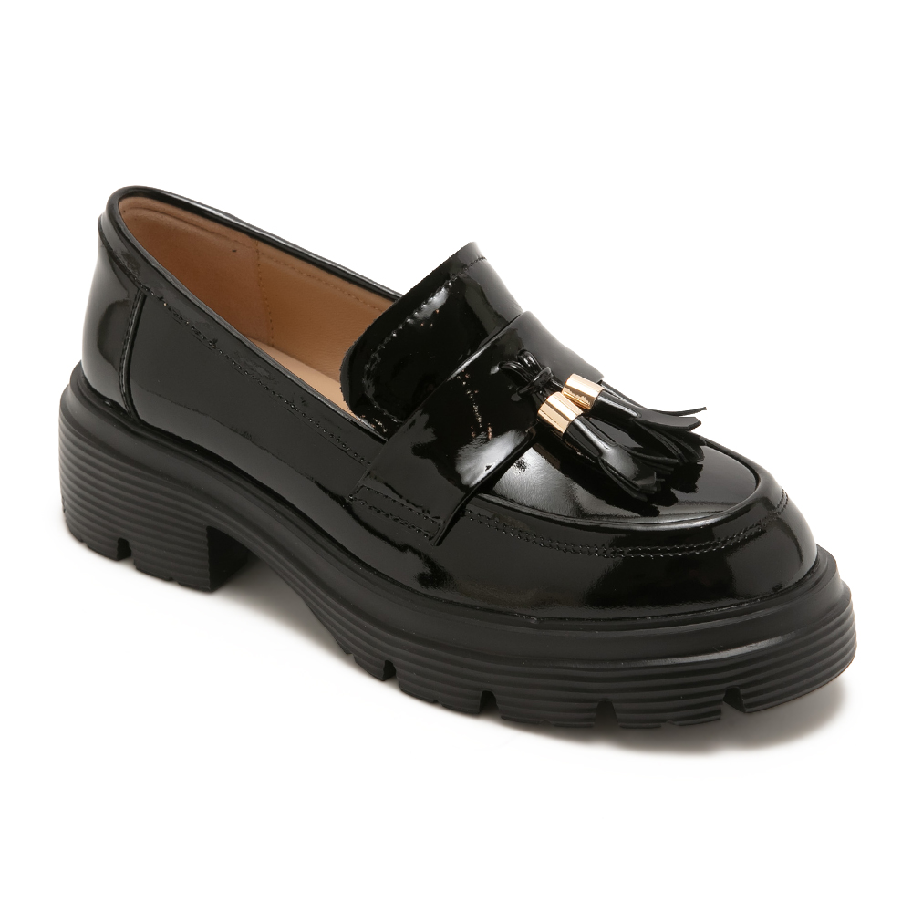 鏡面流蘇真皮厚底樂福鞋ELIYA - 鏡黑色, 5 🟢12 FEB.|🌟功能性|厚底鞋|季別|PO.ES-26SS|👠👜雙週新品 | 週四上新|pineapple outfitter|LOAFERS 樂福鞋|品牌|Pineapple Outfitter|款式 STYLE|厚底鞋 platform|樂福鞋 Loafers|跟高 Heel Height|中跟 5-7 cm