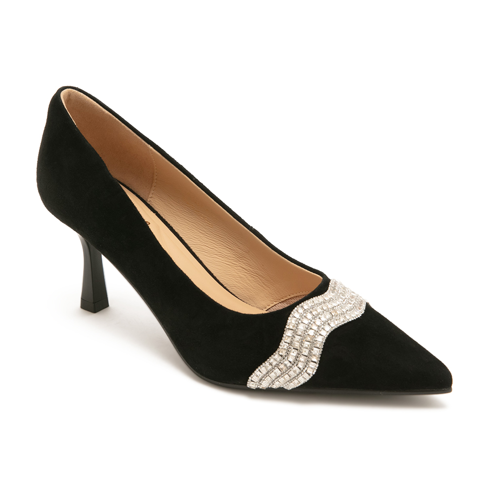 輕奢閃鑽尖頭高跟鞋GAWEL - 絨黑, 5 🟡29 JAN.|季別|PO.ES-26SS|👠👜雙週新品 | 週四上新|pineapple outfitter|HEELS 跟鞋|優惠活動 Promotion|🤍質感延續🩵滿2000現折214|品牌|Pineapple Outfitter|款式 STYLE|跟鞋 Heels|跟高 Heel Height|中跟 5-7 cm