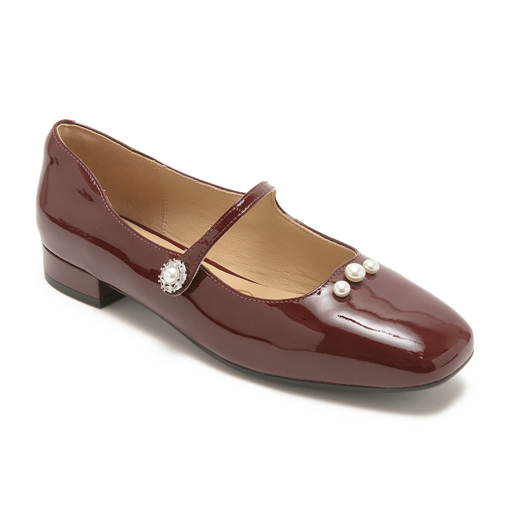 小巧珍珠鏡面低跟瑪麗珍鞋GISELHER - 鏡酒紅色, 5 🟢12 FEB.|🐴馬上好運．能量誕生🪶|精心時刻約會救星|季別|PO.ES-26SS|👠👜雙週新品 | 週四上新|pineapple outfitter|Mary Jane 瑪莉珍鞋|品牌|Pineapple Outfitter|款式 STYLE|瑪莉珍 Mary Jane|跟高 Heel Height|平底 0-2 cm