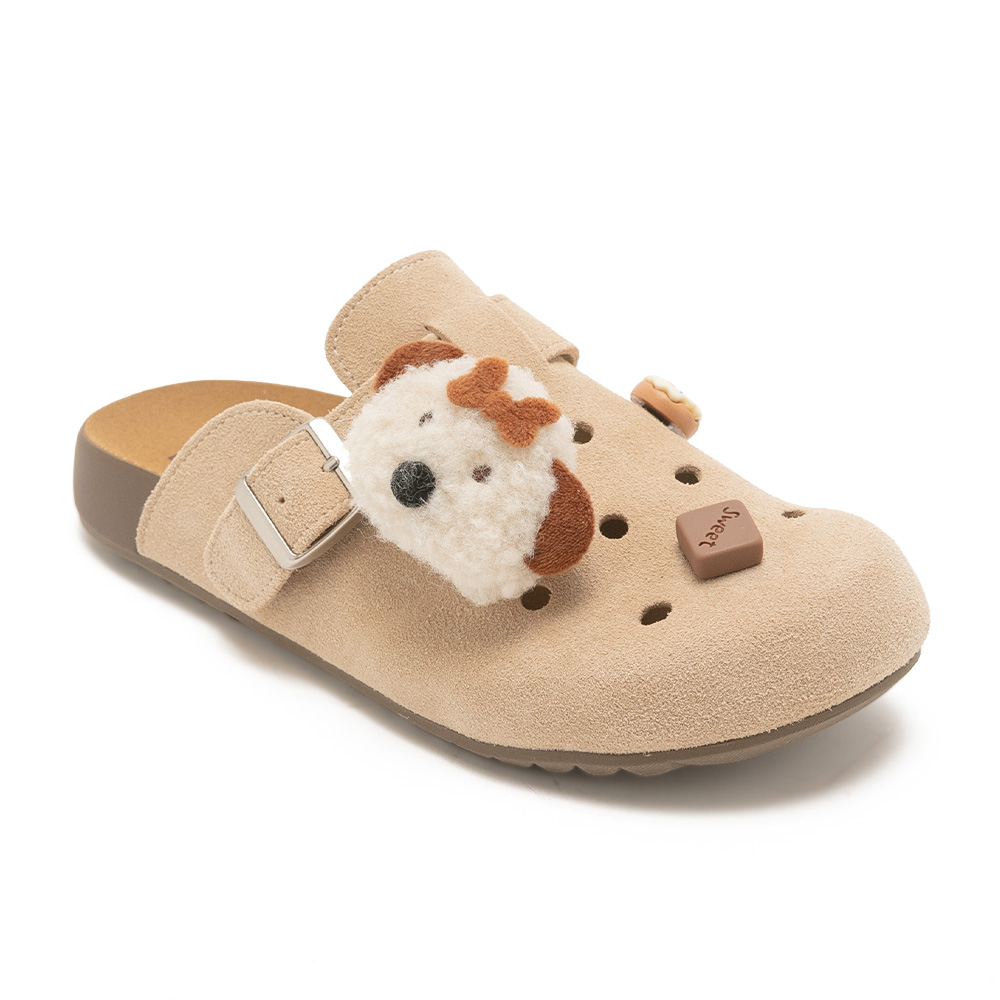 可愛小熊懶人穆勒勃肯鞋ROSS - 絨米色, 7 季別|PO.ES-26SS|👠👜雙週新品 | 週四上新|🟢26 FEB.|pineapple outfitter|FLAT SLIPPERS 平底拖鞋|品牌|Pineapple Outfitter|款式 STYLE|拖鞋 Slippers|跟高 Heel Height|低跟 3-4 cm