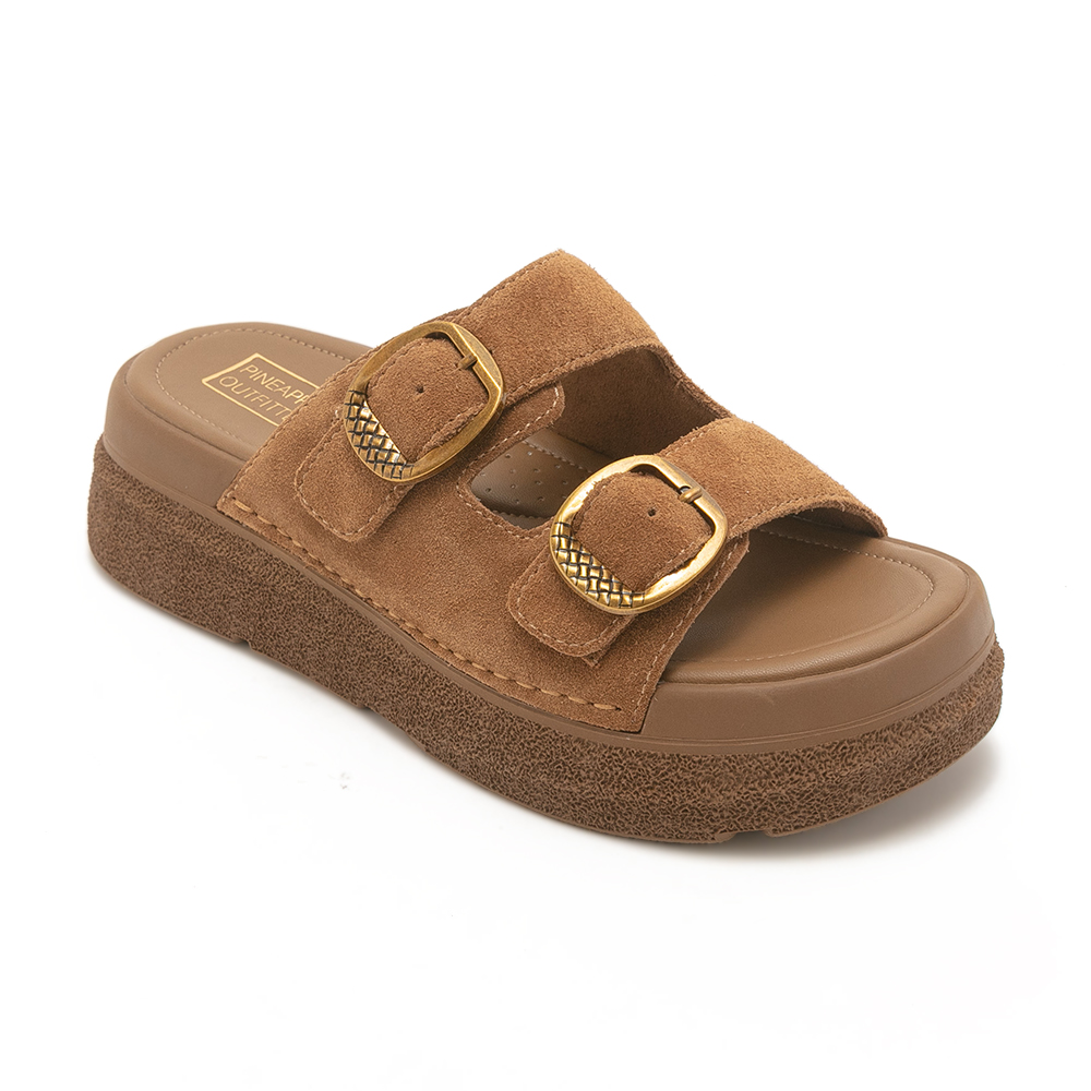 復古摩登麂皮雙帶厚底拖鞋 HAMID - 絨棕色, 7 🟡23 JUL.|👠👜雙週新品 | 週四上新|品牌|Pineapple Outfitter|款式 STYLE|包款 Bag