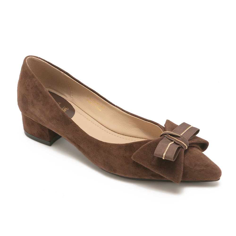 復古女伶雙層結尖頭低跟鞋 PEGGY-2 - 絨咖啡色, 5 🟡23 JUL.|👠👜雙週新品 | 週四上新|品牌|Pineapple Outfitter|款式 STYLE|跟鞋 Heels|跟高 Heel Height|低跟 3-4 cm
