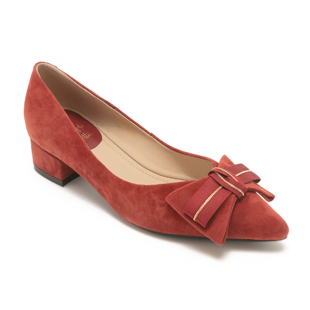 復古女伶雙層結尖頭低跟鞋 PEGGY-2 - 絨酒紅色, 5 🟡23 JUL.|👠👜雙週新品 | 週四上新|品牌|Pineapple Outfitter|款式 STYLE|跟鞋 Heels|跟高 Heel Height|低跟 3-4 cm