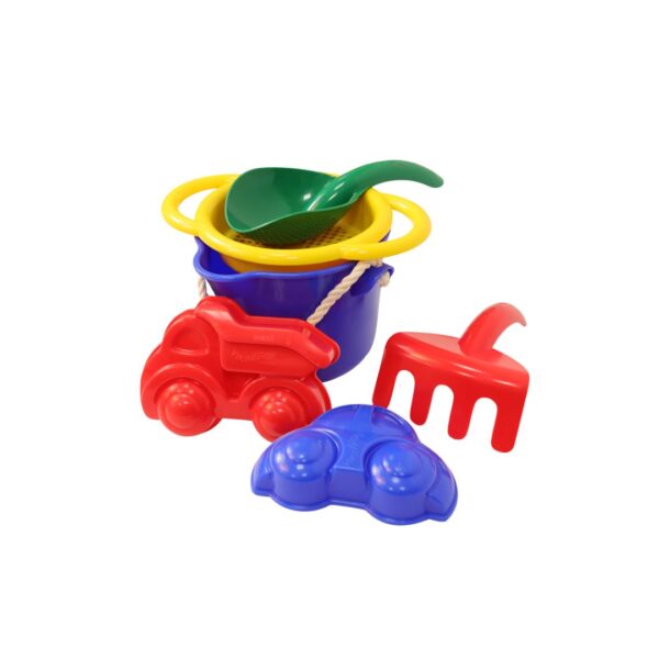 夏日沙灘玩沙工具5件組(可愛車車版 / 活潑配色)_瑞典 Viking toys